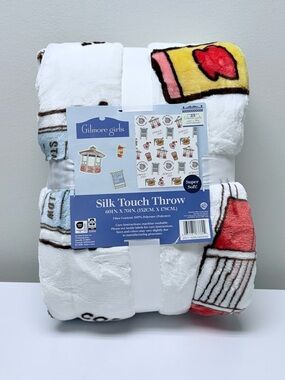 New! Gilmore Girls Silk Touch Throw Blanket- White with Multicolor Accents